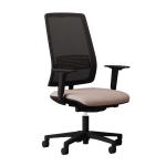 POLTRONA OPERATIVA SERIE STAR SU RUOTE CON BASE NYLON NERA, SCHIENALE MEDIO IN RETE NERA, BRACCIOLI IN POLIPROPILENE NERO REGOLABILI IN ALTEZZA, GAS SYNCHRON, SUPPORTO LOMBARE REGOLABILE IN ALTEZZA