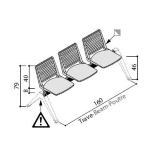 PANCA SU TRAVE A 3 POSTI CON SEDILI E SCHIENALI IN POLIPROPILENE COLORATO E GAMBE IN NYLON NERO