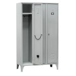 ARMADIO SPOGLIATOIO A 3 VANI, MONOBLOCCO IN METALLO VERNICIATO GRIGIO CM105X35X180H
